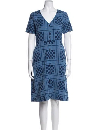 Pre-owned Ace & Jig Plaid Print Knee-length Dress In Blue