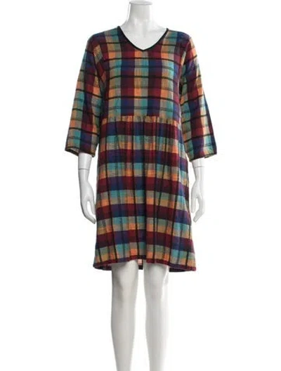 Pre-owned Ace & Jig Plaid Print Knee-length Dress In Blue/purple