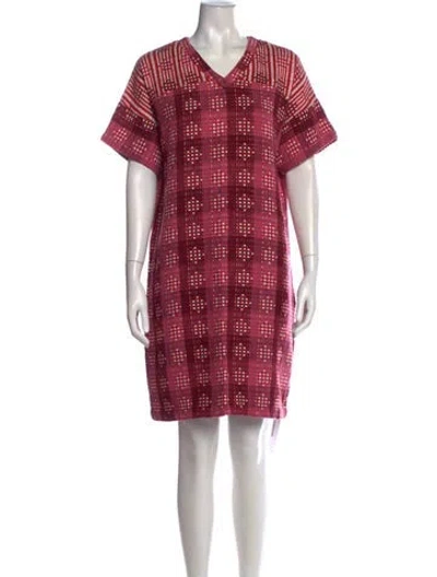 Pre-owned Ace & Jig Plaid Print Knee-length Dress In Burgundy