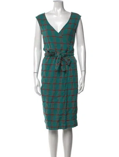 Pre-owned Ace & Jig Plaid Print Knee-length Dress In Green