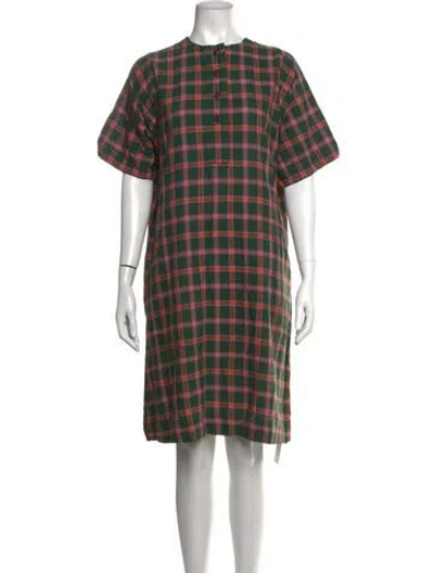Pre-owned Ace & Jig Plaid Print Knee-length Dress In Green