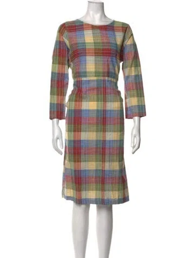 Pre-owned Ace & Jig Plaid Print Knee-length Dress In Metallic/yellow