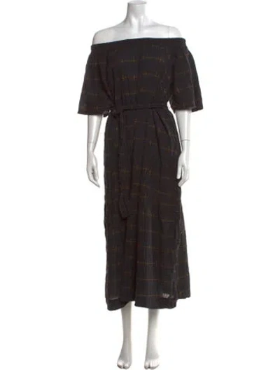 Pre-owned Ace & Jig Plaid Print Long Dress In Black
