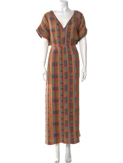 Pre-owned Ace & Jig Plaid Print Long Dress In Blue