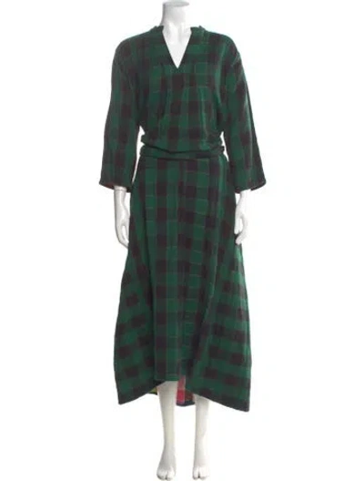 Pre-owned Ace & Jig Plaid Print Long Dress In Green
