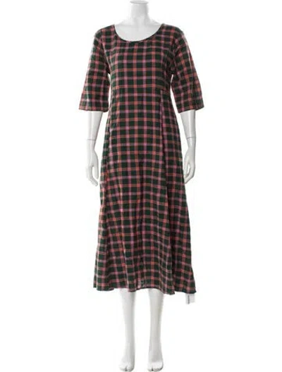 Pre-owned Ace & Jig Plaid Print Long Dress In Green