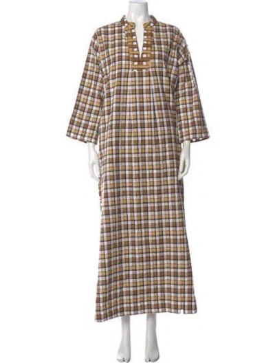 Pre-owned Ace & Jig Plaid Print Long Dress In Neutral