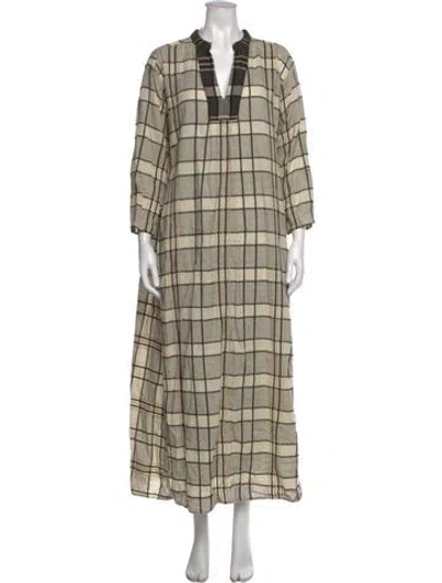Pre-owned Ace & Jig Plaid Print Long Dress In Neutrals
