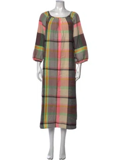 Pre-owned Ace & Jig Plaid Print Long Dress In Neutrals
