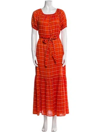Pre-owned Ace & Jig Plaid Print Long Dress In Orange