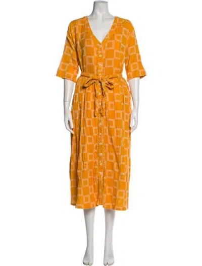 Pre-owned Ace & Jig Plaid Print Long Dress In Orange