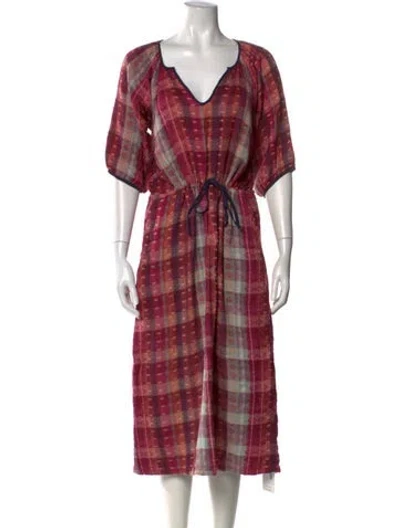 Pre-owned Ace & Jig Plaid Print Long Dress In Pink