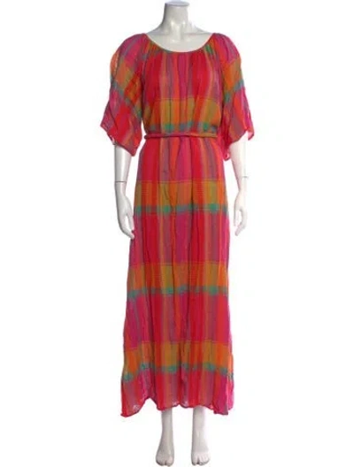 Pre-owned Ace & Jig Plaid Print Long Dress In Pink