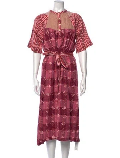 Pre-owned Ace & Jig Plaid Print Long Dress In Red