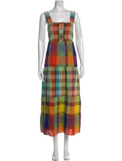 Pre-owned Ace & Jig Plaid Print Long Dress W/ Tags In Blue