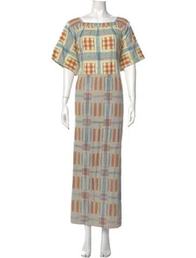 Pre-owned Ace & Jig Plaid Print Long Dress W/ Tags In Yellow