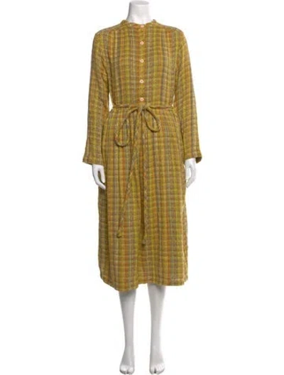 Pre-owned Ace & Jig Plaid Print Long Dress In Yellow