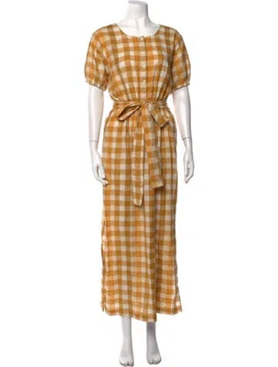 Pre-owned Ace & Jig Plaid Print Long Dress In Yellow