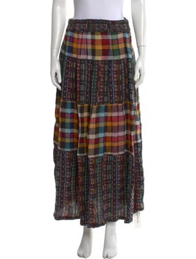 Pre-owned Ace & Jig Plaid Print Long Skirt In Black