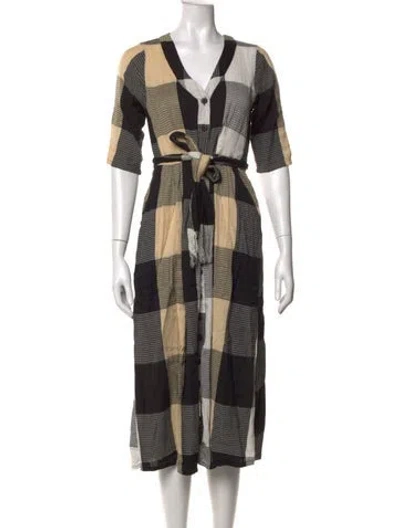 Pre-owned Ace & Jig Plaid Print Midi Length Dress In Black