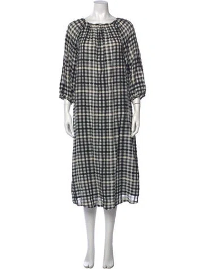 Pre-owned Ace & Jig Plaid Print Midi Length Dress In Blue