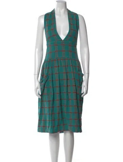 Pre-owned Ace & Jig Plaid Print Midi Length Dress In Blue
