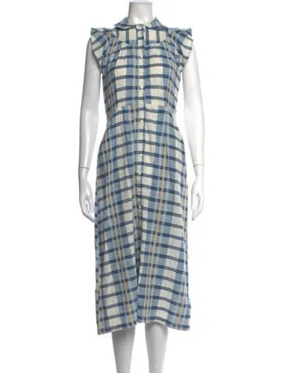 Pre-owned Ace & Jig Plaid Print Midi Length Dress In Blue