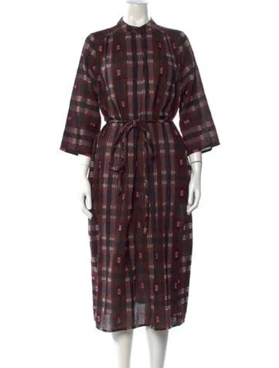 Pre-owned Ace & Jig Plaid Print Midi Length Dress In Brown