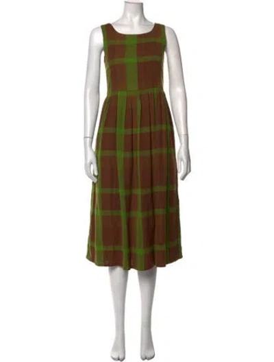Pre-owned Ace & Jig Plaid Print Midi Length Dress In Brown
