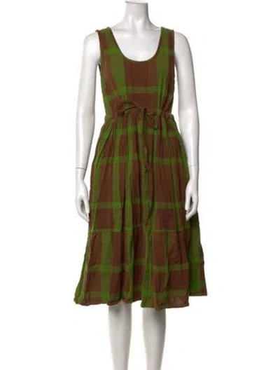 Pre-owned Ace & Jig Plaid Print Midi Length Dress In Brown/green