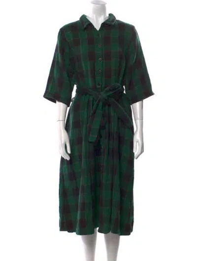 Pre-owned Ace & Jig Plaid Print Midi Length Dress In Green