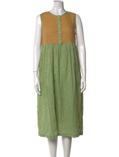 Pre-owned Ace & Jig Plaid Print Midi Length Dress In Green