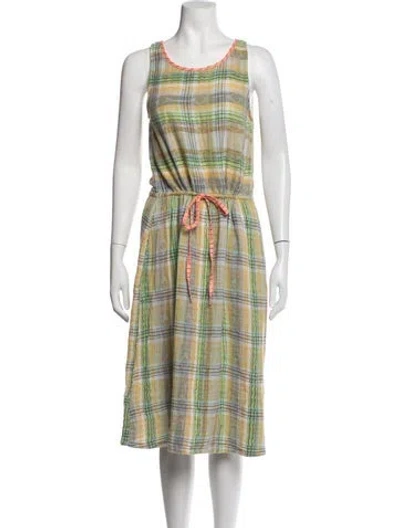 Pre-owned Ace & Jig Plaid Print Midi Length Dress In Green