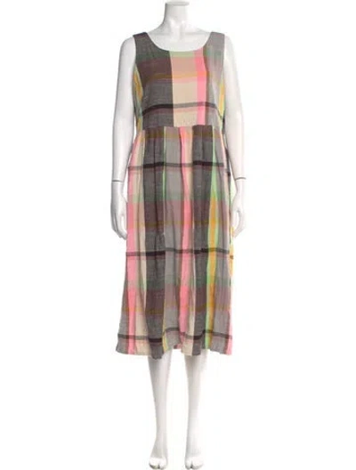 Pre-owned Ace & Jig Plaid Print Midi Length Dress In Neutral