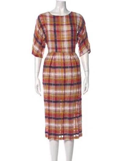Pre-owned Ace & Jig Plaid Print Midi Length Dress In Neutral