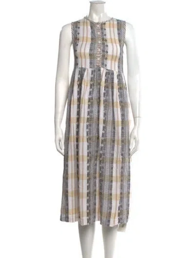Pre-owned Ace & Jig Plaid Print Midi Length Dress In Neutrals