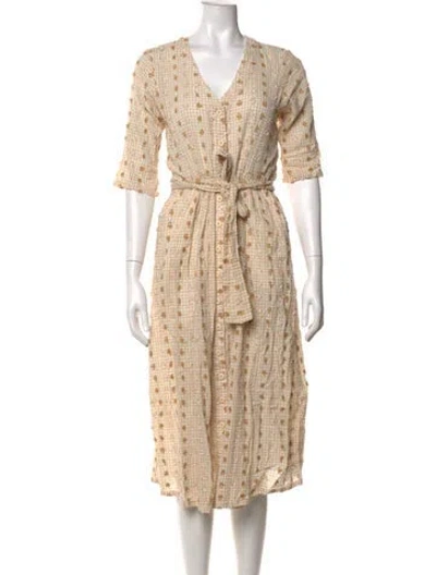 Pre-owned Ace & Jig Plaid Print Midi Length Dress In Neutrals