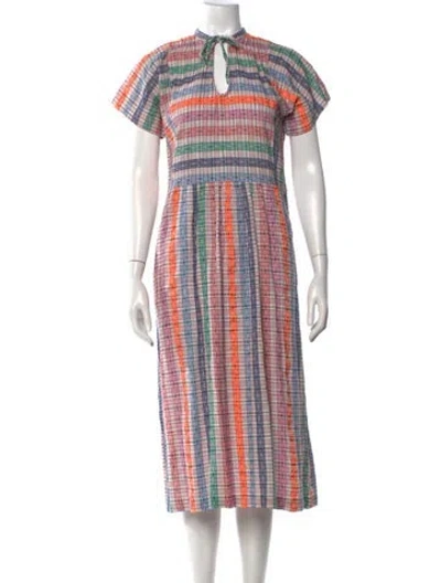 Pre-owned Ace & Jig Plaid Print Midi Length Dress In Neutrals