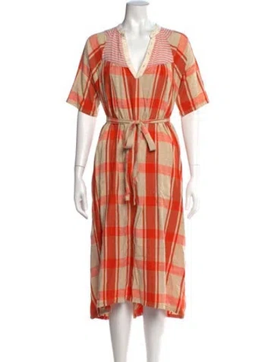 Pre-owned Ace & Jig Plaid Print Midi Length Dress In Pink
