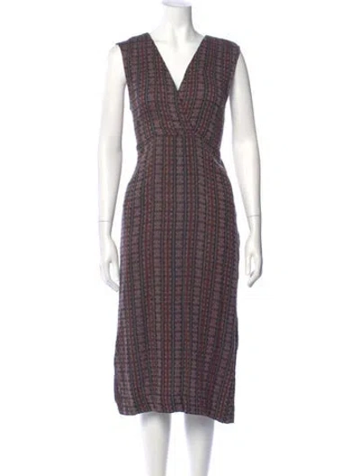 Pre-owned Ace & Jig Plaid Print Midi Length Dress In Purple