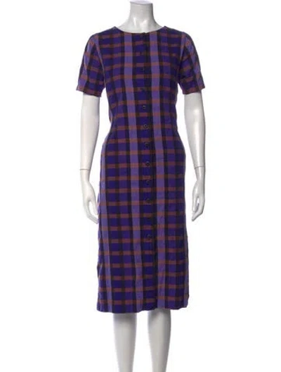 Pre-owned Ace & Jig Plaid Print Midi Length Dress In Purple