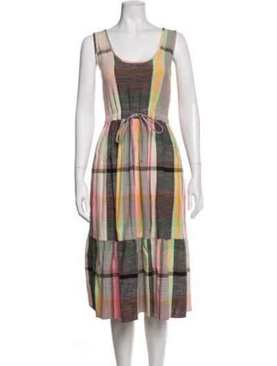 Pre-owned Ace & Jig Plaid Print Midi Length Dress W/ Tags In Pink