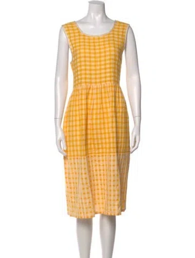 Pre-owned Ace & Jig Plaid Print Midi Length Dress W/ Tags In Yellow