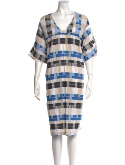 Pre-owned Ace & Jig Plaid Print Midi Length Dress In White