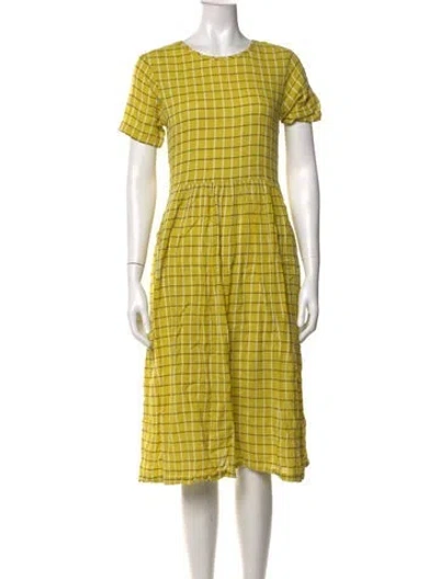 Pre-owned Ace & Jig Plaid Print Midi Length Dress In Yellow