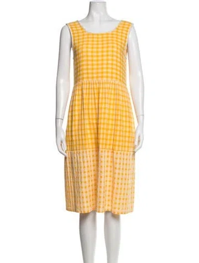 Pre-owned Ace & Jig Plaid Print Midi Length Dress In Yellow