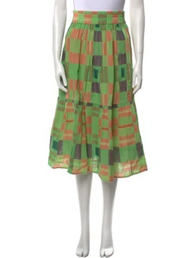 Pre-owned Ace & Jig Plaid Print Midi Length Skirt In Green
