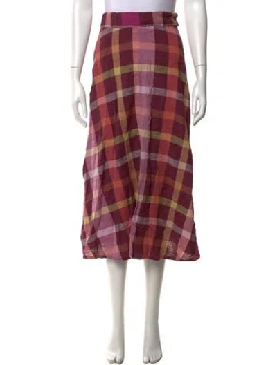 Pre-owned Ace & Jig Plaid Print Midi Length Skirt In Pink