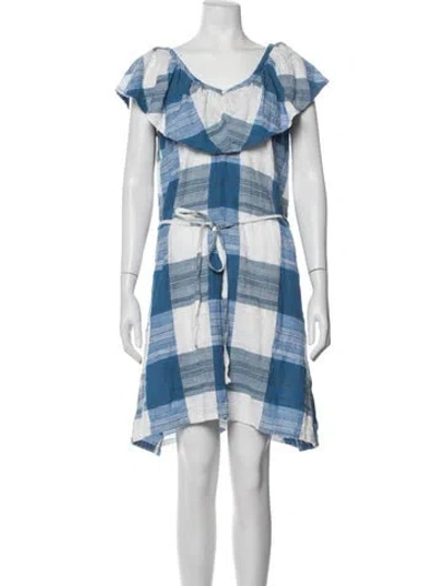 Pre-owned Ace & Jig Plaid Print Mini Dress In Blue/white