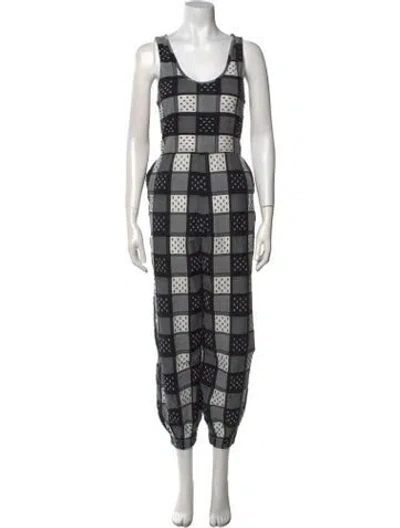 Pre-owned Ace & Jig Plaid Print Scoop Neck Jumpsuit In Black